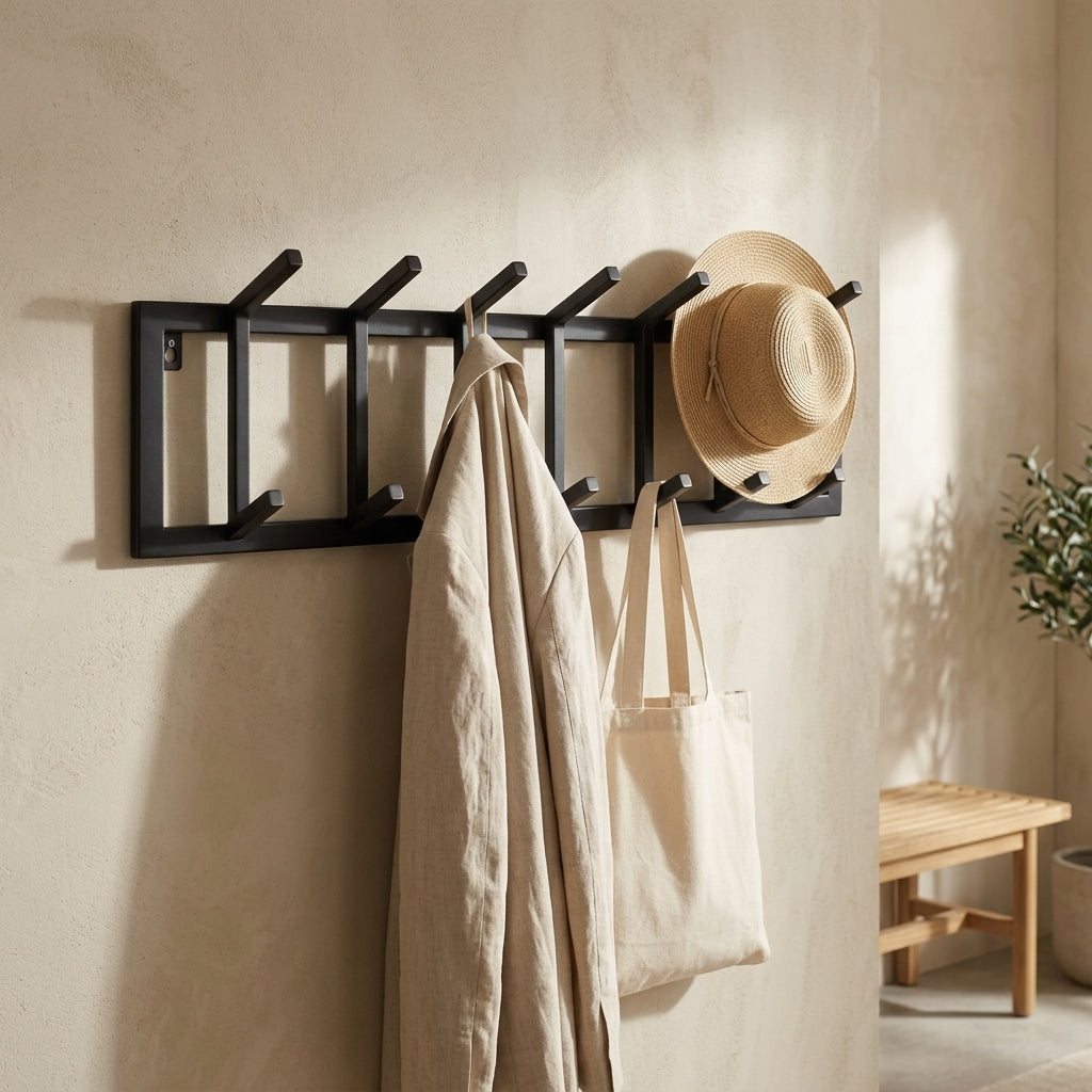 Wall-mounted coat rack — Japandi Entrance Lifestyle | Generated by Modelize