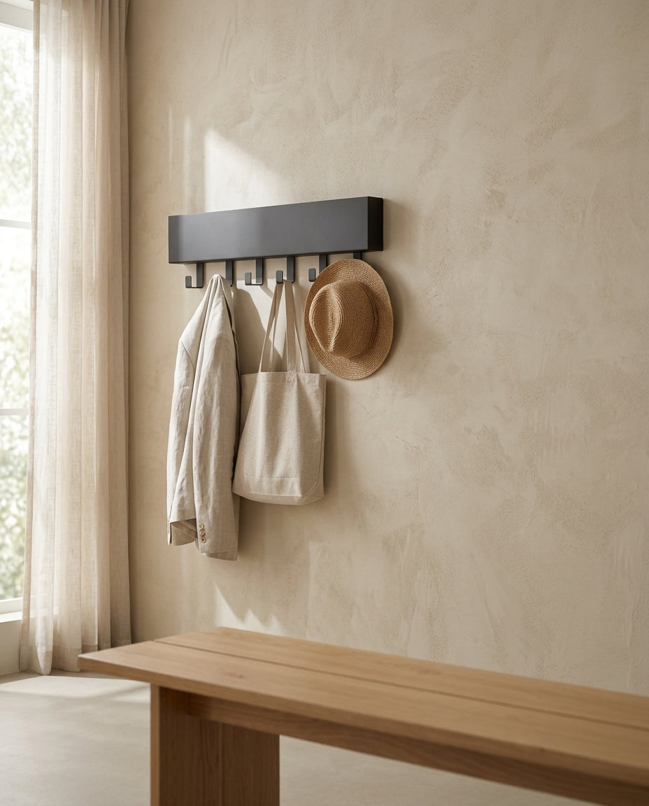 Wall-mounted coat rack — Japandi entryway lifestyle | Generated by Modelize